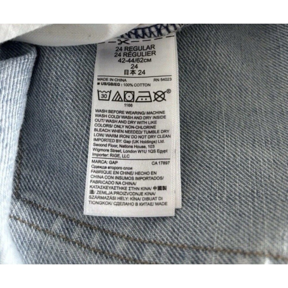 GAP 1969 Vintage Straight Distressed 100% Cotton Raw Hem Button Fly Jeans 24R - Picture 9 of 10